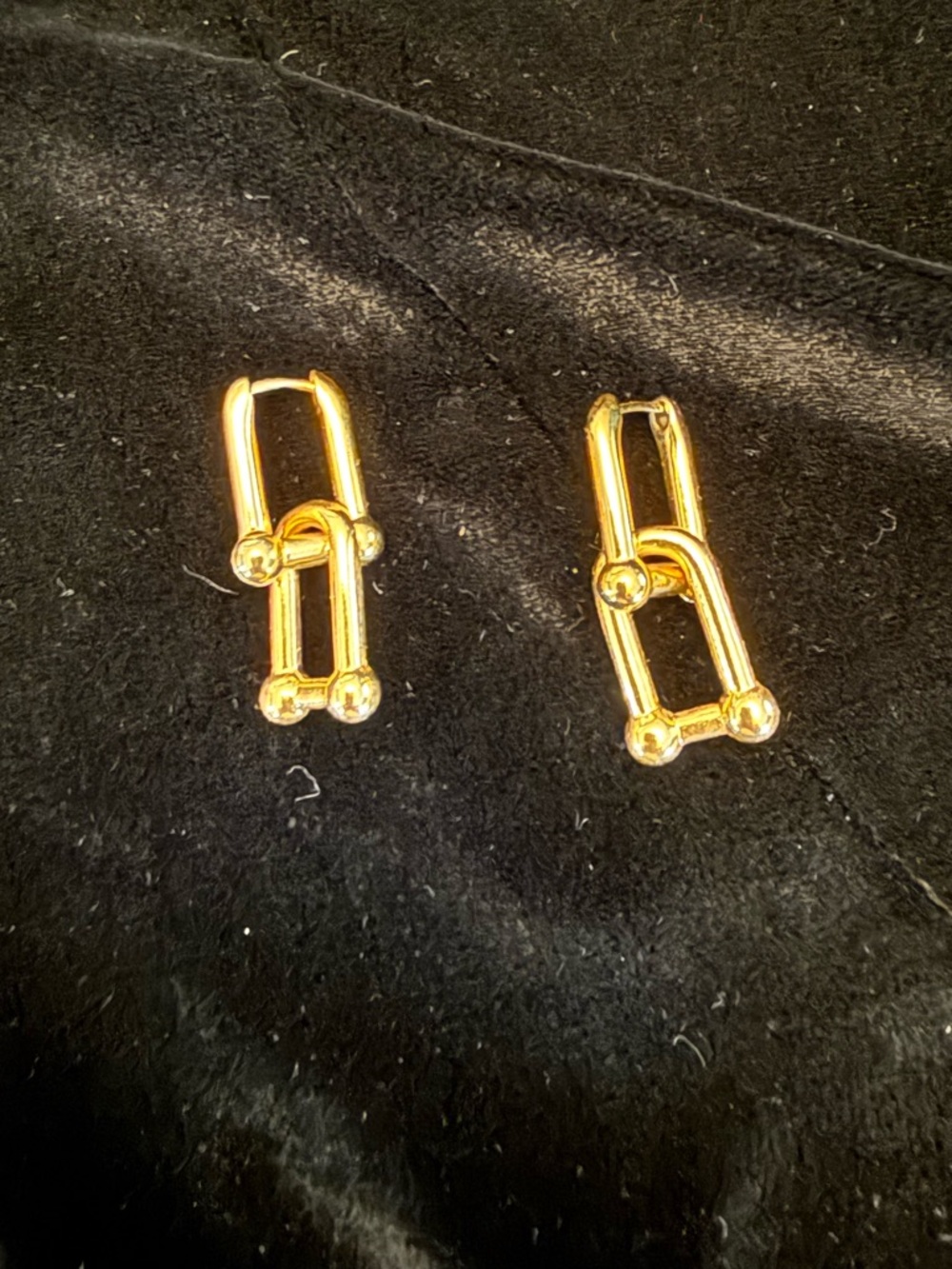 Gold Link Drop Earrings - Sculptural Geometric Design